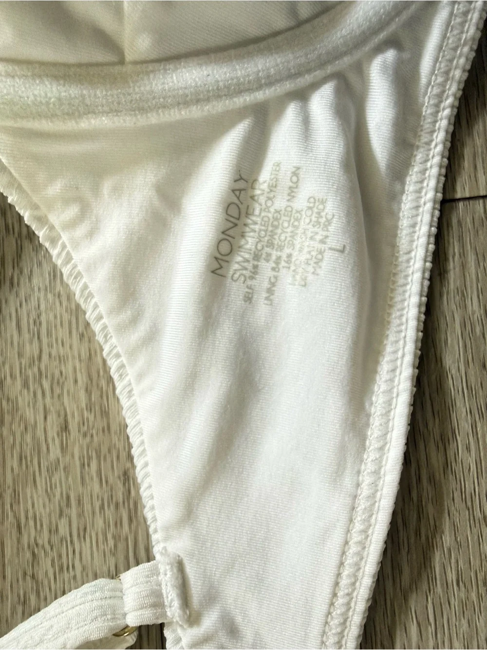 Monday Swimwear Clovelly Crinkle Bikini Top- White Sand Large